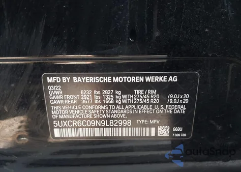 2022 BMW X5 xDrive40I z USA, uszkodzony, nr VIN 5UXCR6C09N9L82998